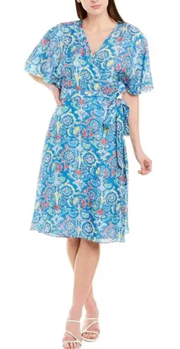 J. McLaughlin Womens Modal Silk Blend Bells Beach Neo Sanibel Wrap Dress Size S