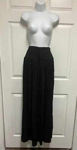 Hudson Gray Black Smocked Wide-Leg Pant
