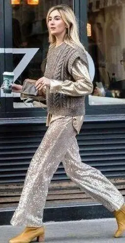 Forte Forte Encanto Fil Coupe Lurex Flare Pants Estrella Silver Womens Size 00 U