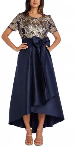 R & M Richards Women's Shimmery Sequined Crewneck High Low Ballgown Size 6 NWT