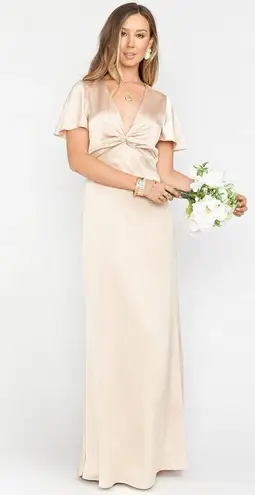 Show Me Your Mumu  Rome Twist Gown Champagne Luxe Satin XS NWT