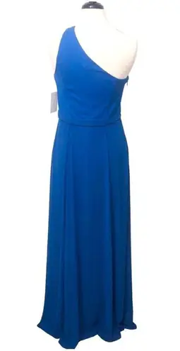 H by Halston One Shoulder Chiffon Overlay Gown Royal 6 NWT