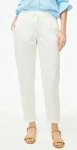 J Crew New Seaside Pant Women White Linen Blend Pull On Pockets Travel Size 8