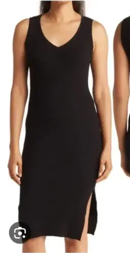 Magaschoni Black Ribbed Bodycon Midi Dress