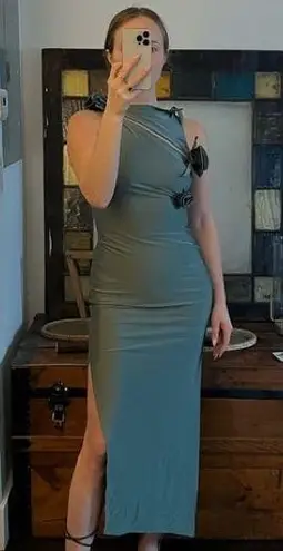 Coperni Asymmetric Flower Gown Green Size L