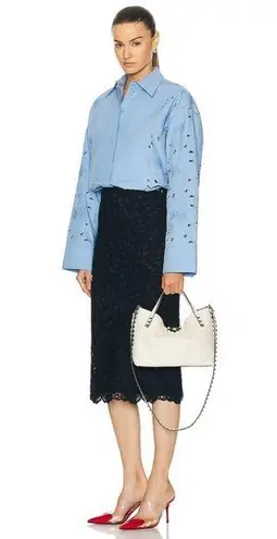 Valentino Garavani Off White leather Rockstud convertible small tote bag