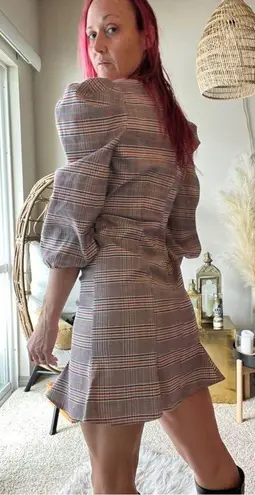 Bloomingdales Bloomingdale’s Puff Sleeve Plaid Dress