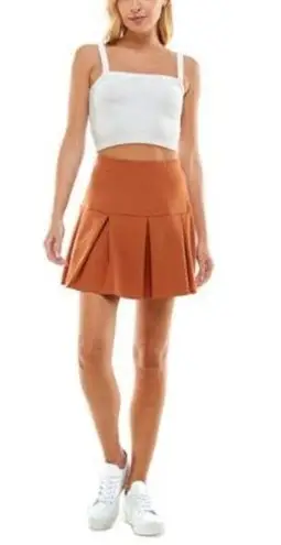 Ultra Flirt Amber Brown Pleated Pull On Fashion Skirt, Juniors' Size M New w/Tag