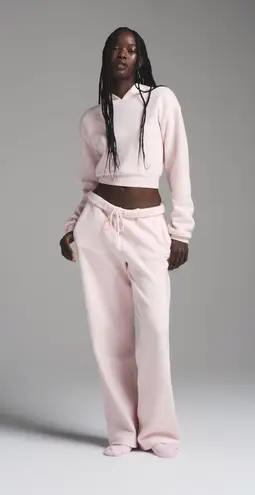 SKIMS Cotton Fleece Shrunken Pullover Hoodie in Barely Pink, Size X-Small