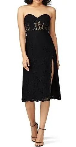 Fame and Partners Mariposa Black Lace Strapless Midi Dress Size 2