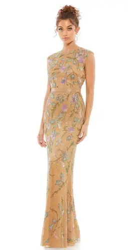 Mac Duggal NEW Beaded Floral Gown, Mustard Yellow in a Size 10, New w/Tag $598