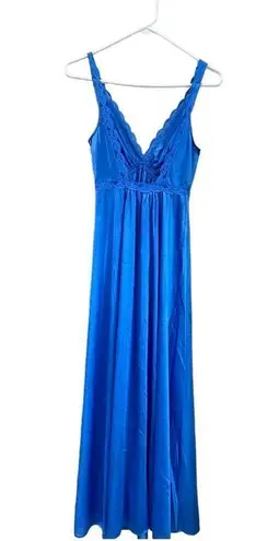 Vintage Blue OLGA  Maxi Nightgown Sleepwear Size Small