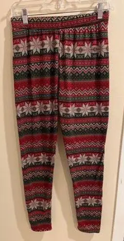 Shosho Cozy Fleece High Waist Holiday Christmas Leggings Large