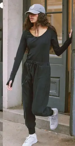 Free People NEW  Make It Count Harem Onsie Black Size XS Apres-Ski Cozy Casual