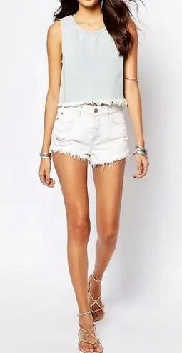 Dolls Kill NEW Somedays Lovin' Moku Denim Crop Top Distressed