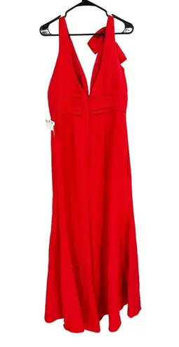 Mac Duggal 49454 Bow Shoulder V Neck Gown in Red Size 10 NWT