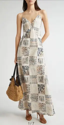 ELEVENTY Tile Print Linen Slipdress Size 4