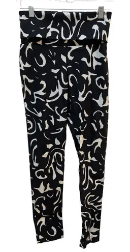 BITTE KAI RAND Abstract Black Size XS Fold Over Waist Stretch Leggings Women
