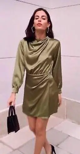 ZARA Satin Green Dress