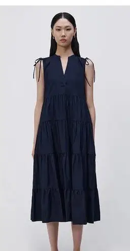 Jonathan Simkhai Atlanta Tiered Midi Dress Blue