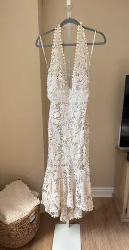 NEW NWT Maria Lucia Hohan Midori Lace Midi Dress size 8 Tan