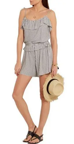 See By Chloe women’s ruffled striped jersey playsuit romper size US 6 small