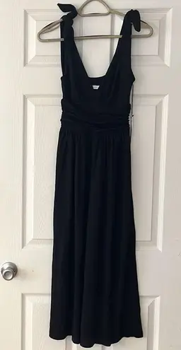 Susana Monaco New  x Revolve Tie Shoulder V-Neck Ruched Jumpsuit in Black Size XS