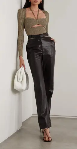 Jonathan Simkhai Amelia vegan leather pants in chocolate brown size US 4 S small