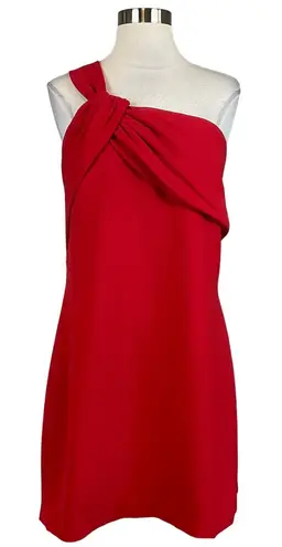 Halston Heritage Halston One Shoulder Regina Mini Sheath Holiday Party Cocktail Dress Red Size 16