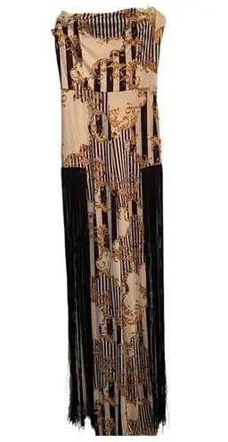 BANJUL Strapless Slit leg Black & Gold Jumpsuit M NWT
