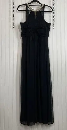 Fiesta Fashion Black Embellished Pleated Halter Neck Maxi Dress Size L
