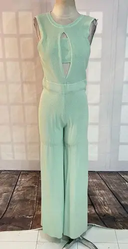 Rehab minty green knit sleeveless bandeau wide leg jumpsuit
