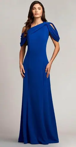 Tadashi Shoji Asymmetrically Pleated Formal Gown, Mystic Blue, Size XL EXCELLENT