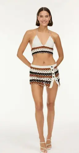 My Beachy Side Finch Hand Crocheted Matching Set Chocolate Womens Size Large White