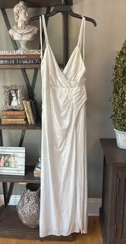 Retrofete Yesi Pleated Lamé Gown Metallic White Womens Size Small