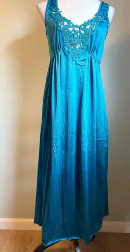 Heather Nicole Teal Blue Lace Maxi Nightgown Dress S vintage whimsi Y2K boho