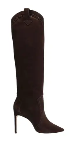 Schutz - Eliana Suede Knee-High Stiletto Heeled Boots Black Sz 8