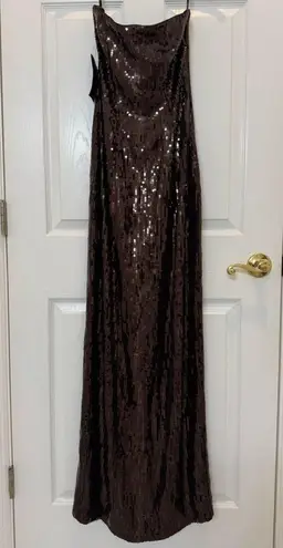 NWT Retrofete Ember Strapless Sequin Maxi Dress in Dark Chocolate Size XS Brown