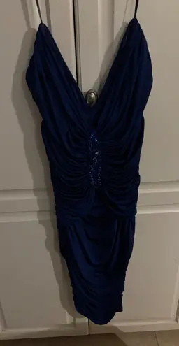 Tadashi Shoji Women's Blue Ruched Bodycon Cocktail Party Dress Medium