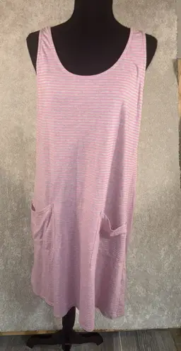 Fresh Produce medium pink gray stripe dress pockets jersey USA