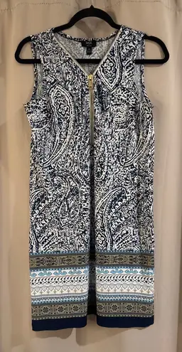 MSK Navy and White Patterned Dress Blue Size undefined - Image 1