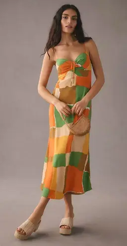 Faithfull the Brand NWT Tempio Midi Dress Costa Smeralda Print Size US 8