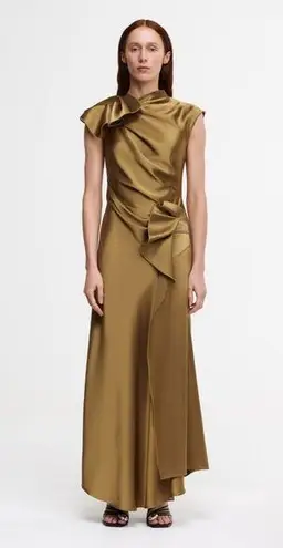 Acler Ramshaw Golden Moss Maxi Dress Gold Size 12
