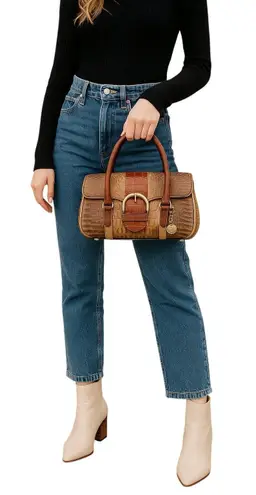 Brahmin Tri-Color Collection Croc Embossed Leather Satchel MSRP $385