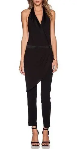 Haute Hippie Tuxedo Halter Jumpsuit Straight Leg Women's Black Size Medium?
