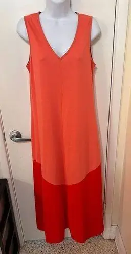 Natori  Women's V Neck Sleeveless Colorblock Maxi Dress Peach Orange Size Small