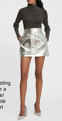 ANKVAS periwinkle cherry faux leather mini skirt size 2 / XS