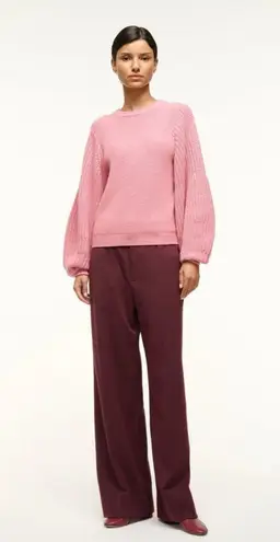 STAUD Aura Sweater Damask Pink Medium Chunky Merino Wool Balloon Sleeves Thick
