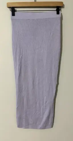 NAADAM Ribbed Silk Cashmere Blend Midi Skirt Lavender Side Slit XS Pencil Knit Purple