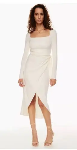 NWT ARITZIA WILFRED Saturn Long Sleeve Wrap Midi Dress in Frozen Grey Si… Size XL